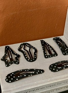 vogueess日系少女波点发夹黑白镂空刘海边夹基础碎发配饰百搭简约