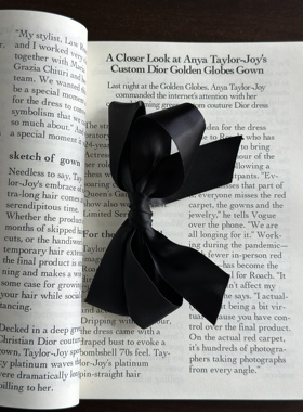 vogueess智秀jisoo同款黑色蝴蝶结发夹气质高级感双马尾丝带边夹