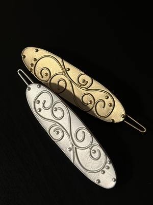 设计师款手工浮雕花纹装饰发夹