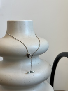 vogueess通体纯银小爱心OT扣项链可调节时髦基础款极简设计感颈链