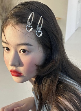 vogueess新款韩国小众设计爱心blingbling吊坠蝴蝶结发夹三角鸭嘴