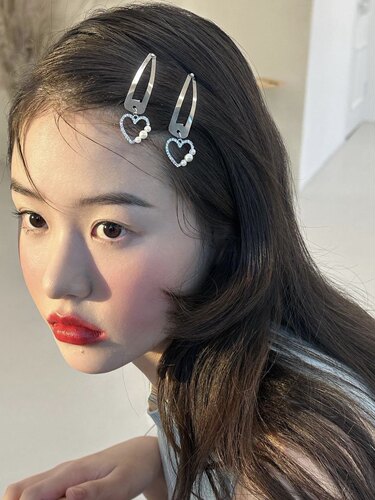 爱心吊坠丝绒蝴蝶结超奶发夹