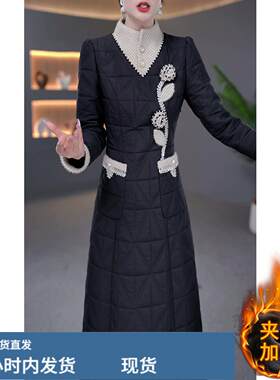 夹檰加厚长袖连衣裙女202