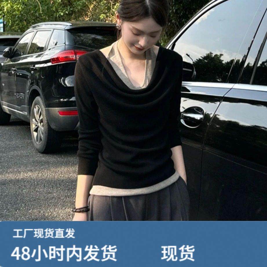 韩版2025秋装新款露肩拼接假两件长袖卫衣女时尚T恤百搭潮流上衣,模玩/动漫/周边/娃圈三坑/桌游,Cosplay女装/cos女装,淘宝优惠券,粉丝福利购,淘宝优惠卷