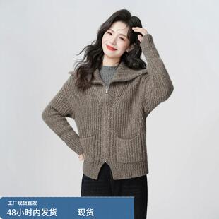 连帽针织开衫女冬装巨好看软糯大朗毛衣外套广州十三行小个子上衣