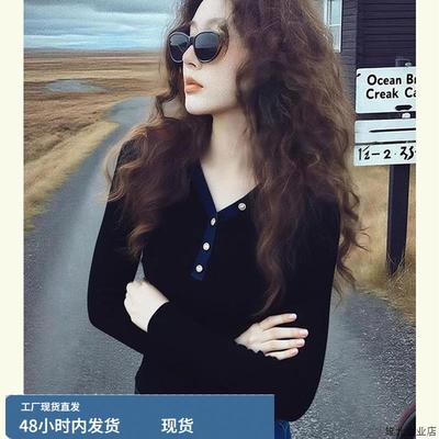 早秋巨好看轻熟上衣韩系绝美高级感洋气减龄小众不撞款黑色针织衫