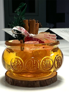 聚宝盆摆件天然肉桂粗盐招财新居乔迁家居摆件