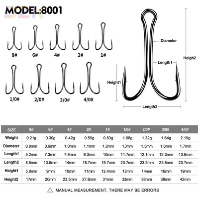 二本钩路亚钩 有倒刺锚钩垂钓路亚鱼钩雷蛙钩 90°鸡爪钩50个/n6