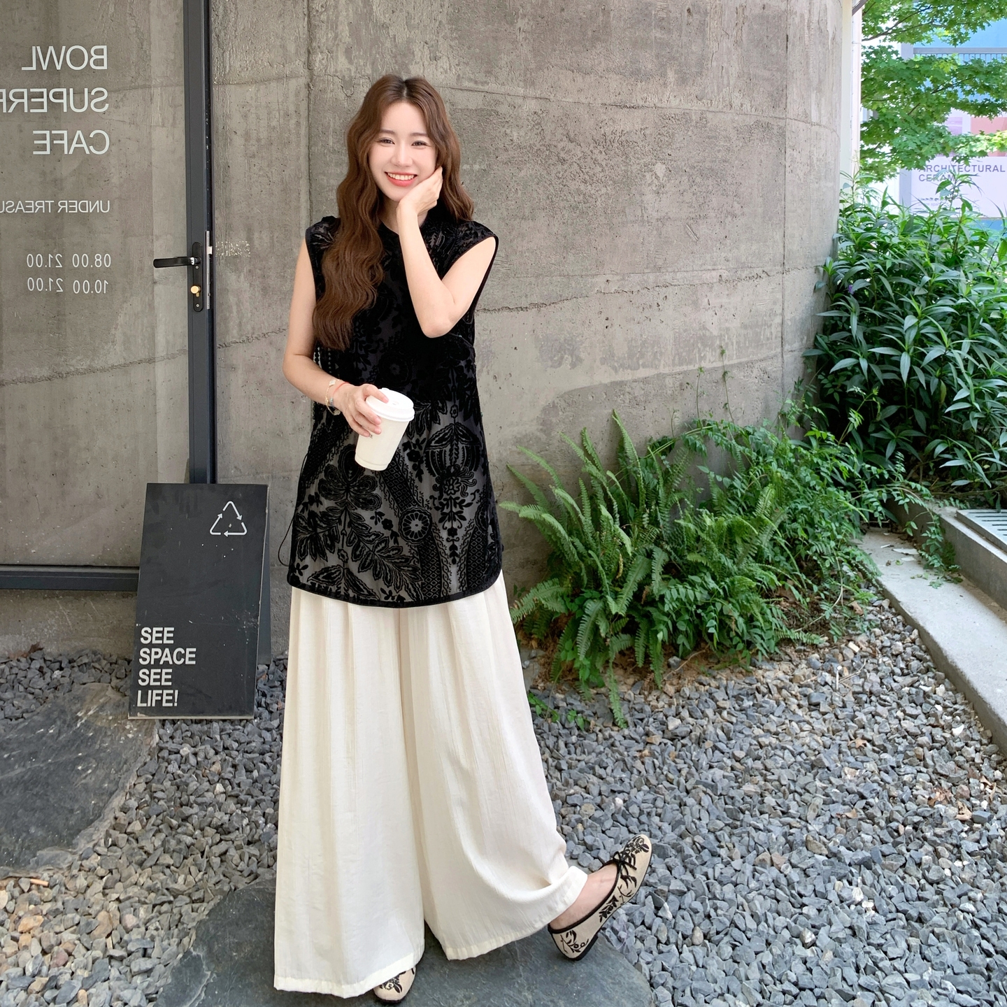 【现货】新中式国风丝绒上衣+阔腿裤套装2C327-8821-P170控258