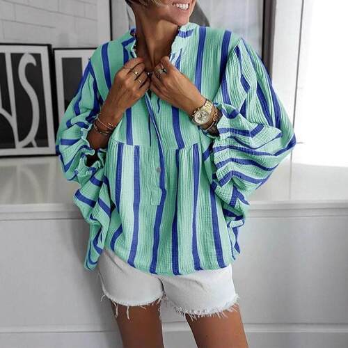 Women's Striped Print Long Sleeves Shirt Casual Soft Top
