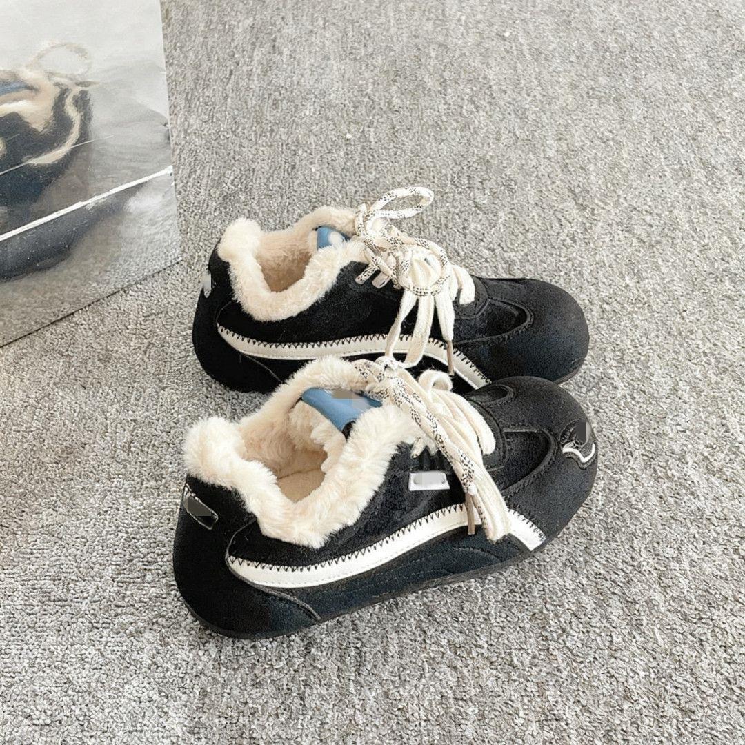高颜值加绒德训鞋女2025新款爆款厚底小众板鞋冬季复古保暖二棉鞋