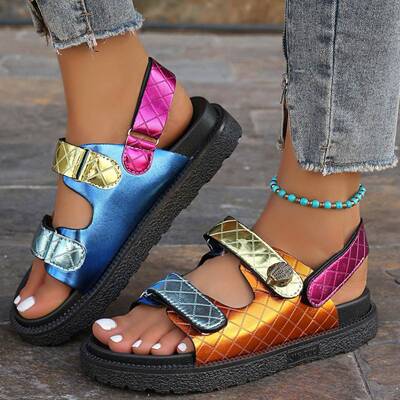 Fashionable Colorful Peep Toe Sandals Casual Comfortable