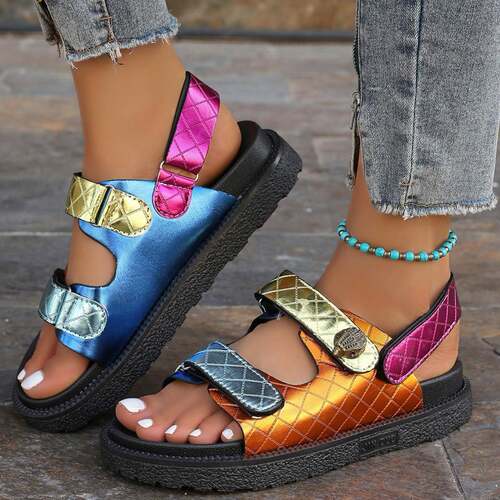 Fashionable Colorful Peep Toe Sandals Casual Comfortable
