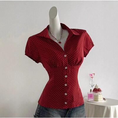 Women's Casual Polka Dot Printed Shirt  Fitted Design  All
