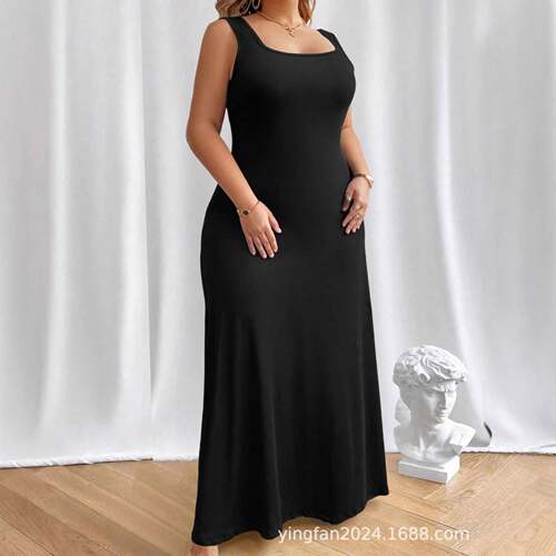 Plus Size Women's Dress Ultra Long Sleeveless Casual Wear