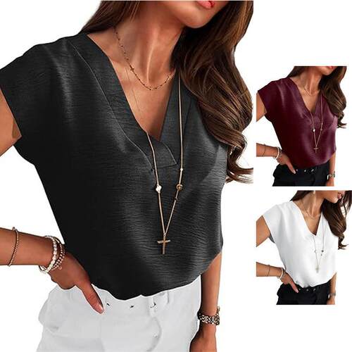 Womens Apricot Batwing Sleeve VNeck Fitted Casual Blouse for