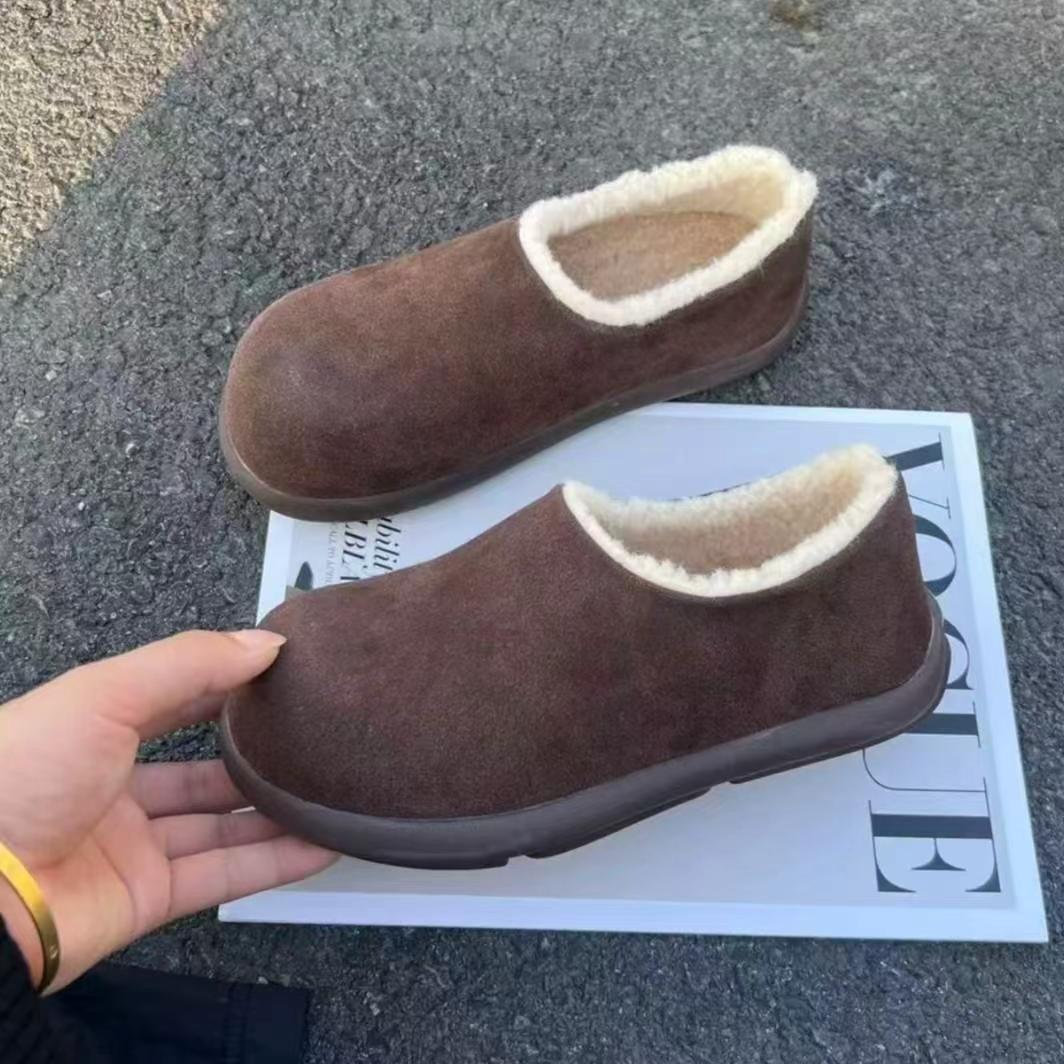 韩版加绒小土豆勃肯鞋女2025冬季新款防滑百搭保暖全包毛毛棉鞋女