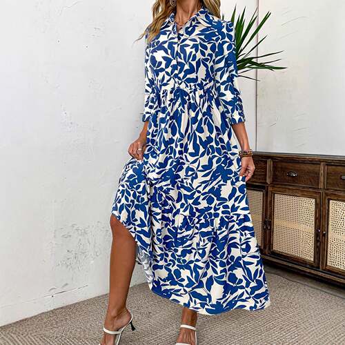 Elegant Plus Size Women's Dress Casual Loose Fit Floral