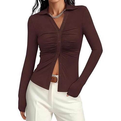 Casual Long Sleeve Shirt Blouses Comfortable Daily Wear