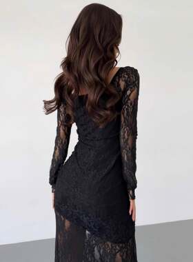 Plus-size women's high-quality sexy lace dress Muslim