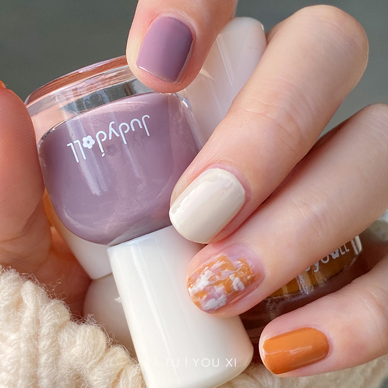 juduo橘朵指甲油女#05紫色香芋紫#17奶白色#19南瓜色秋冬色系免烤