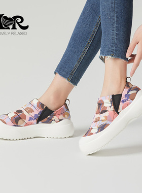 ILR因爱乐诗新款彩绘厚底雪地靴女保暖轻盈保暖石墨烯发热保暖