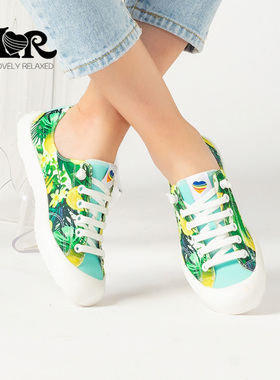 ILR因爱乐诗新款清新印花休闲鞋女软底轻盈平底一脚蹬时尚板鞋