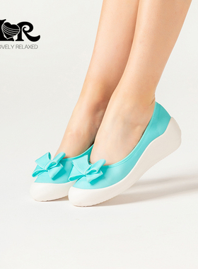 ILR因爱乐诗百搭时尚蝴蝶结坡跟单鞋女轻盈软底一脚蹬休闲女鞋