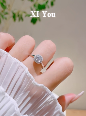 小方糖钻戒莫桑钻戒指925纯银戒指一克拉小方糖超闪小方糖胖家款