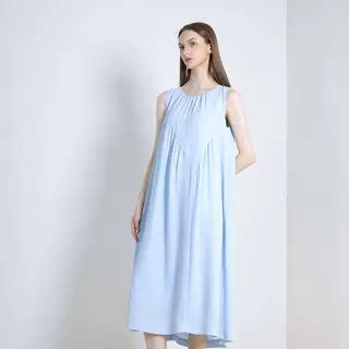 Janeexpress夏季新度假气质风无袖背心直身连衣裙无腰带XLY53015