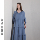 express 简表达24年夏季 新款 Jane 连衣裙长袖 休闲百搭XLY43008