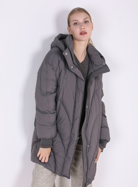 Jane express/简表达24年冬季新款羽绒服中长款灰咖DYR43002