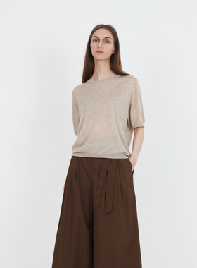 Jane express/简表达24年秋季新款针织衫短袖百搭休闲QMS42001