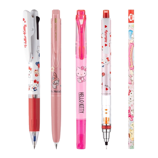 uni三菱sanrio三丽鸥联名限定款学生书写0.5mm中性笔 三色圆珠笔 荧光笔女生可爱粉色卡通图案M5-450自动铅笔