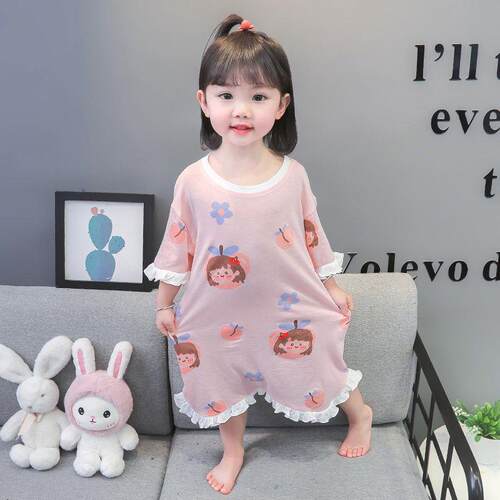 莫代尔女童睡裙夏季新款儿童家居