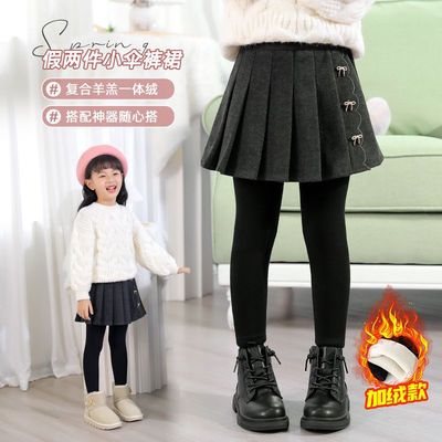 女童加绒加厚打底裤裙