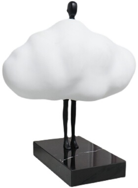 简约创意白色云朵人物摆件金属底座售楼处前台样板房家居装饰品