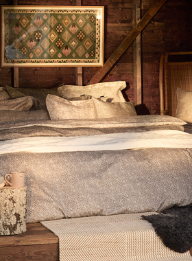 Lexington三件套棉缎米穗色珊瑚印花纯棉岩石色秋藤印花四件套