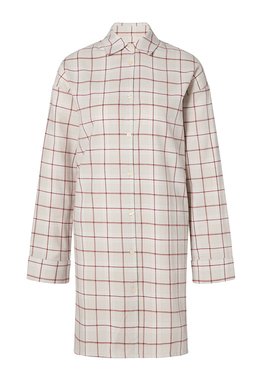 Lexington假日法兰绒灰色格纹睡裙女士纯棉长袖可外穿家居服裙子