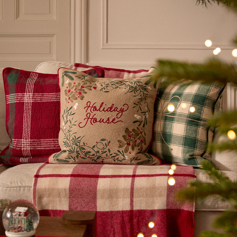 Lexington假日法兰绒沙绿格纹礼物靠垫纯棉红蓝格纹礼物抱枕家用,居家布艺,靠垫/抱枕,淘宝优惠券,粉丝福利购,淘宝优惠卷