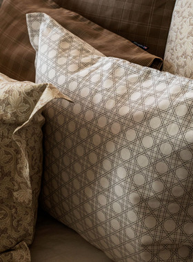 Lexington三件套棉缎灰白藤编印花四件套纯棉床单被套床上用品