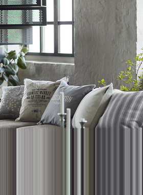 Lexington棉麻绿白绣花靠垫混色印花抱枕灰白绣花方形靠背垫