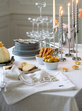 Lexington纯棉白色提花长方形桌布家用餐桌布方形白提花餐巾简约