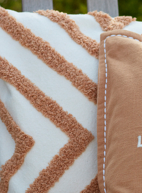 Lexington棉橙柚地毯图形帆布靠垫沙发蓝白抱枕办公室客厅方靠套