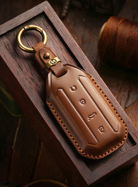 跨境专用汽车钥匙套适用奇瑞欧萌达jaecoo杰酷钥匙包真皮纯手工