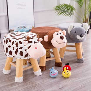 毛绒玩具家用小凳子动物创意换鞋 凳卡通儿童可爱板凳凳实木沙发凳