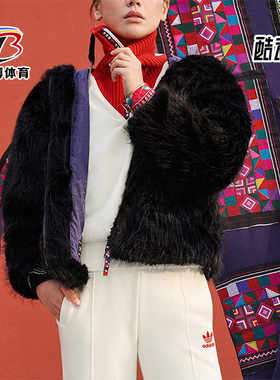 Adidas/阿迪达斯正品三叶草女士人造毛皮运动时尚外套IX4226