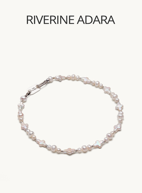 Riverine Adara「十字方糖」异型十字巴洛克淡水珍珠S925银饰项链