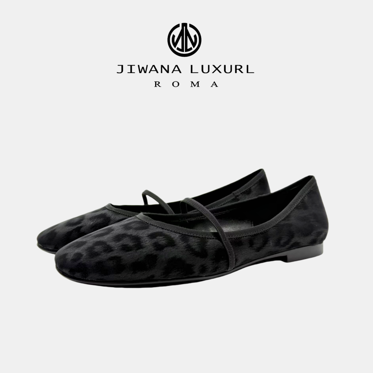 【JL春秋新品】JIWANA LUXURL 女士复古豹纹尖头玛丽珍平底单鞋