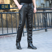 真皮皮裤 冬 摩托车机车骑行裤 男头层牛皮宽松中年男士 防风防水修身